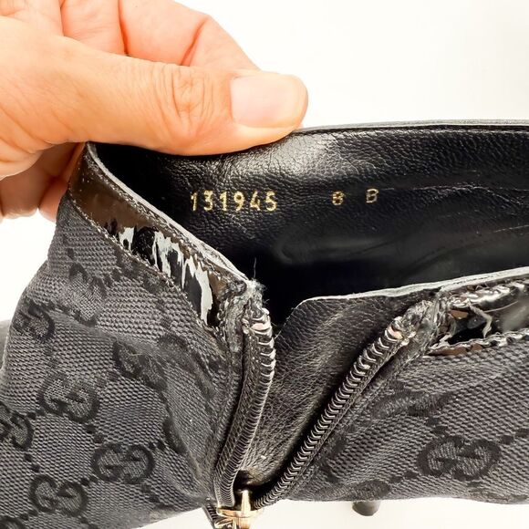 Gucci GG Canvas Pointed Toe Ankle Boots Heels Size 8 - Picture 10 of 15